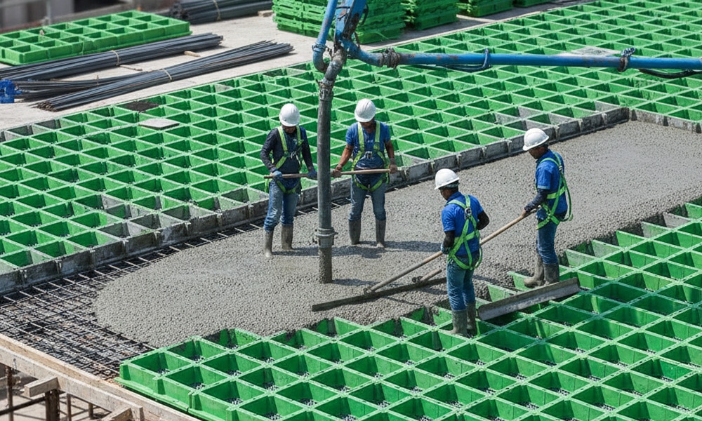 نحوه بتن ریزی سقف وافل چگونه است؟