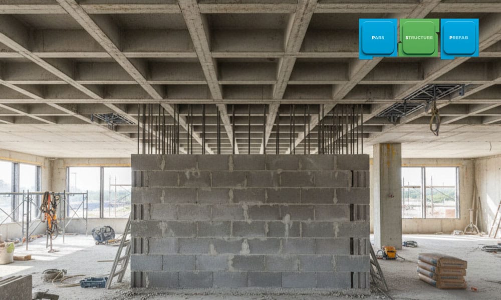 اتصال دیوار داخلی به سقف وافل به چه صورت است؟