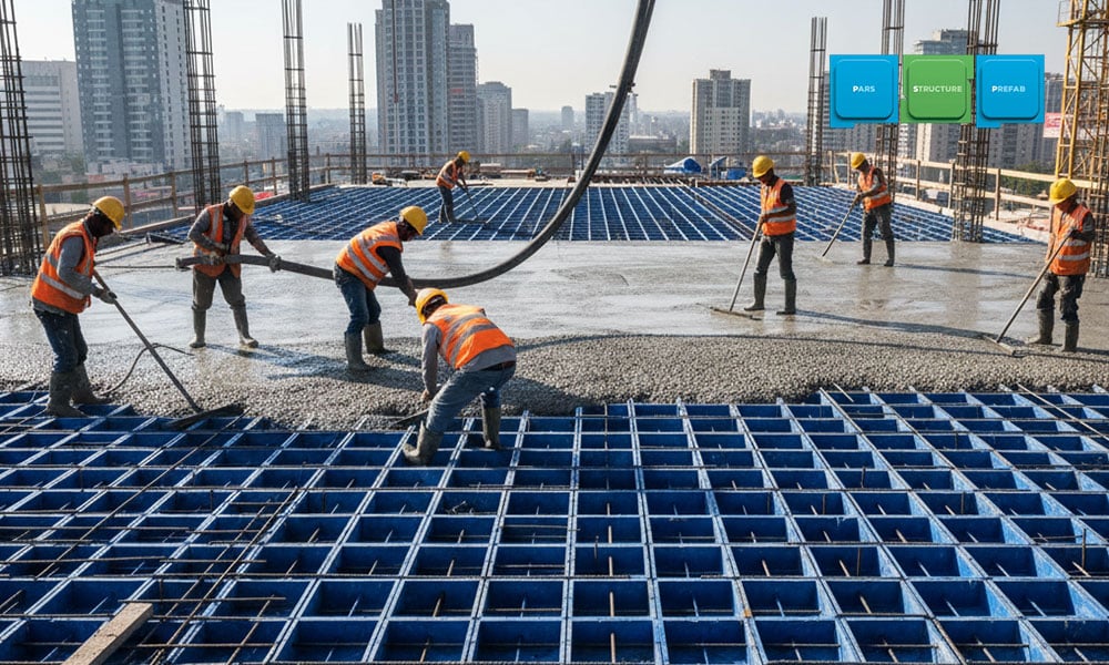 تفاوت بتن ‌ریزی سقف وافل با سایر سقف‌ ها