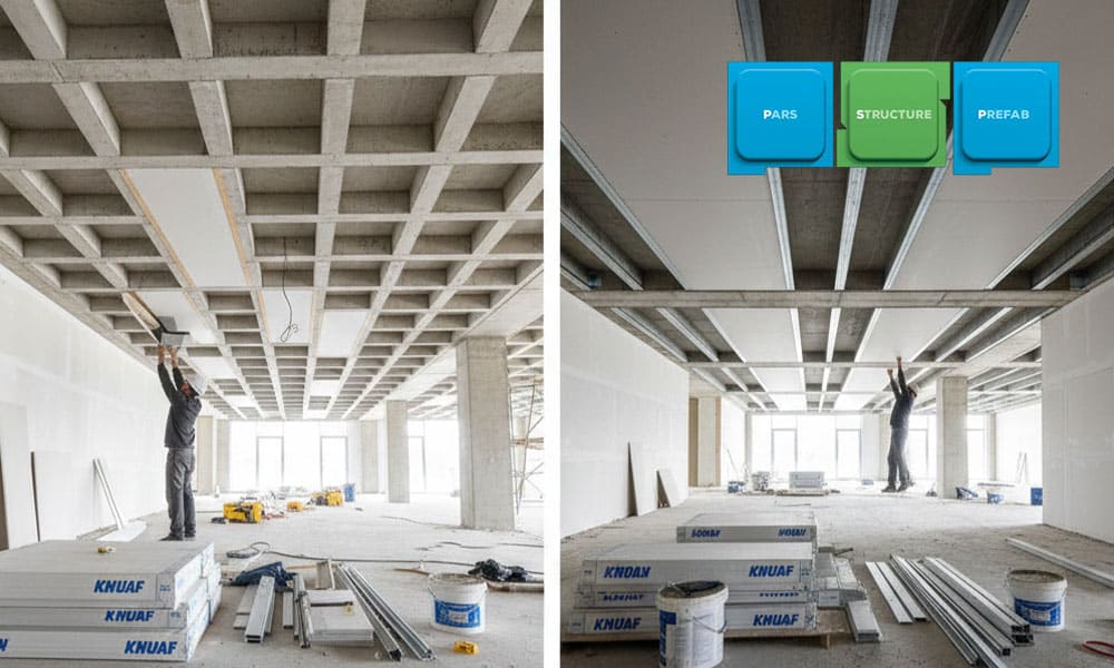 تفاوت مصرف کناف در سقف وافل و تیرچه بلوک